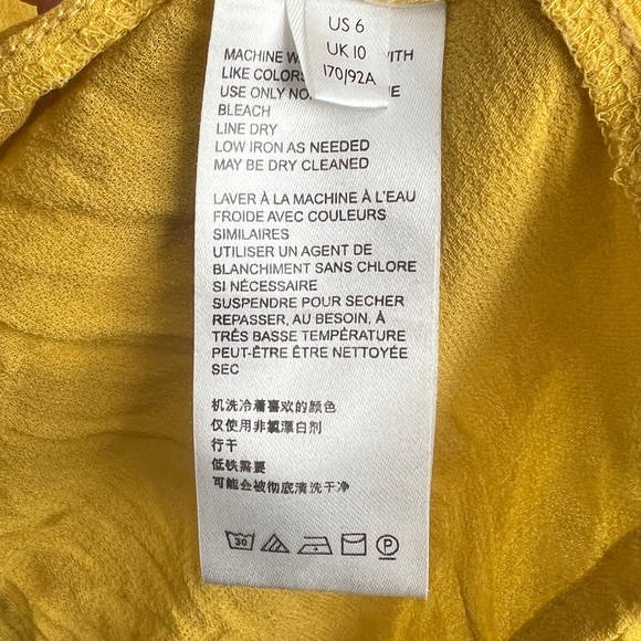 Anthropologie Clementine Peasant Blouse SZ 6 Yellow Eyelet Ruffles Boho Hipster - Picture 11 of 11